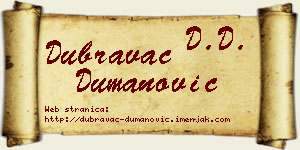 Dubravac Dumanović vizit kartica